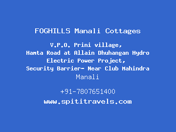 FOGHILLS Manali Cottages, Manali