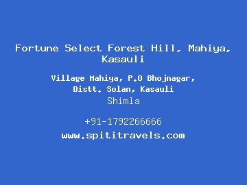 Fortune Select Forest Hill, Mahiya, Kasauli, Shimla