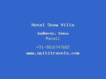 Hotel Snow Villa, Manali