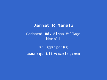 Jannat R Manali, Manali